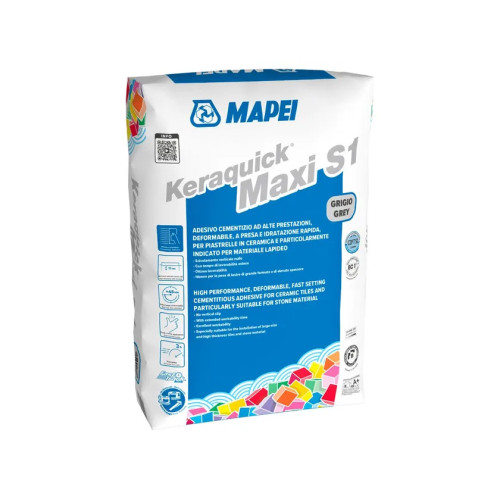 Keraquick Maxi S1 Mapei – Adesivo cementizio rapido S1 per ceramica e materiale lapideo (grandi formati)