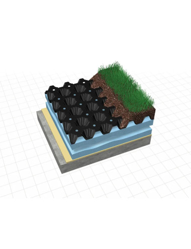 Membrana alveolare drenante per giardini pensili con riserva d’acqua