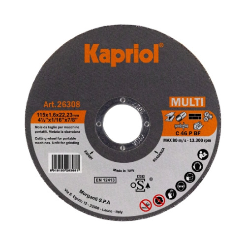 Disco abrasivo multiuso 115 mm per smerigliatrice EN 12413