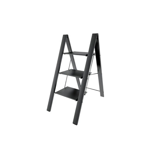 Sgabello in Alluminio Nero 3 Gradini Ultrasottile Made in Italy