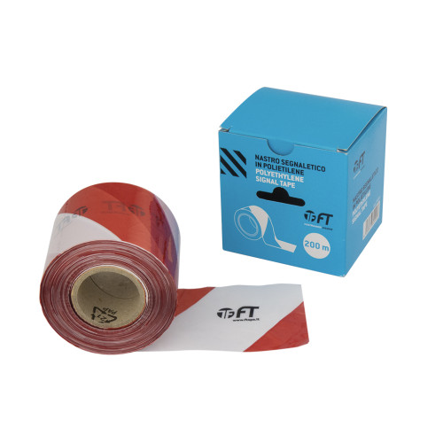 FT Nastro Segnaletico Bianco/Rosso 200 m x 7 cm